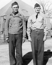 ORIGINAL VINTAGE PHOTO: Military Men Male Uniform Camp WW2 WWII 40's 40s