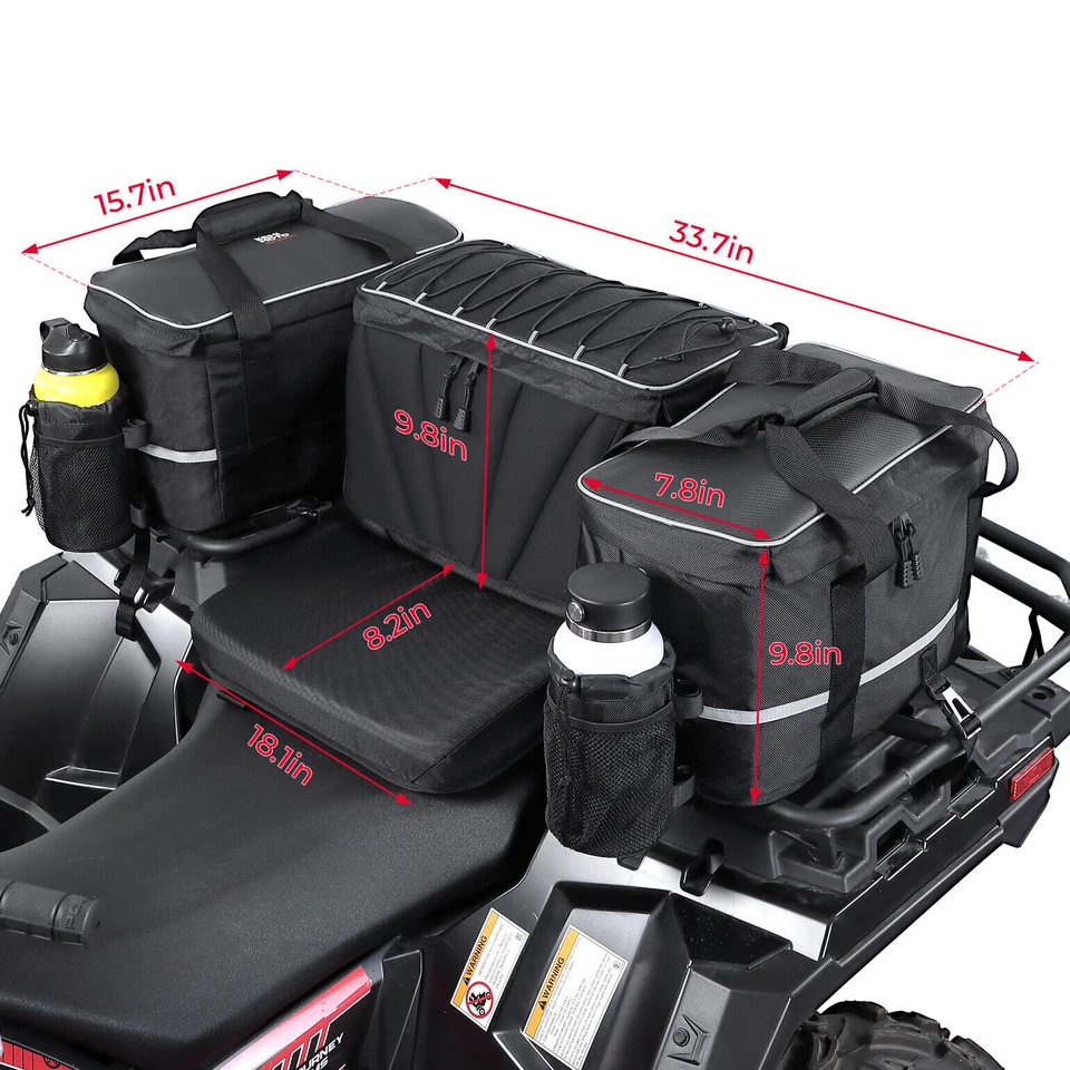 KEMIMOTO 74L ATV Rear Storage Bags Pack Cargo Seat Bag Cooler w/Cushion Padded - Image 2 of 4