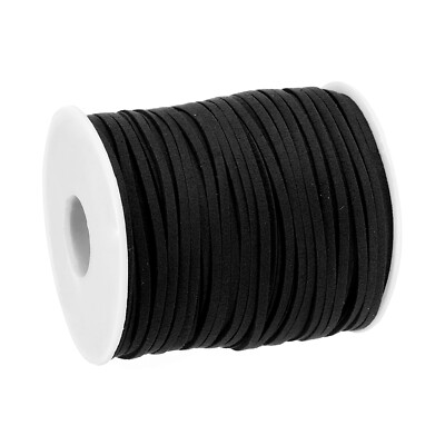 1 Rolle Wildleder Schnur, 49,21 Yards 2,6mm flache Leder Faden Schnur Schwarz
