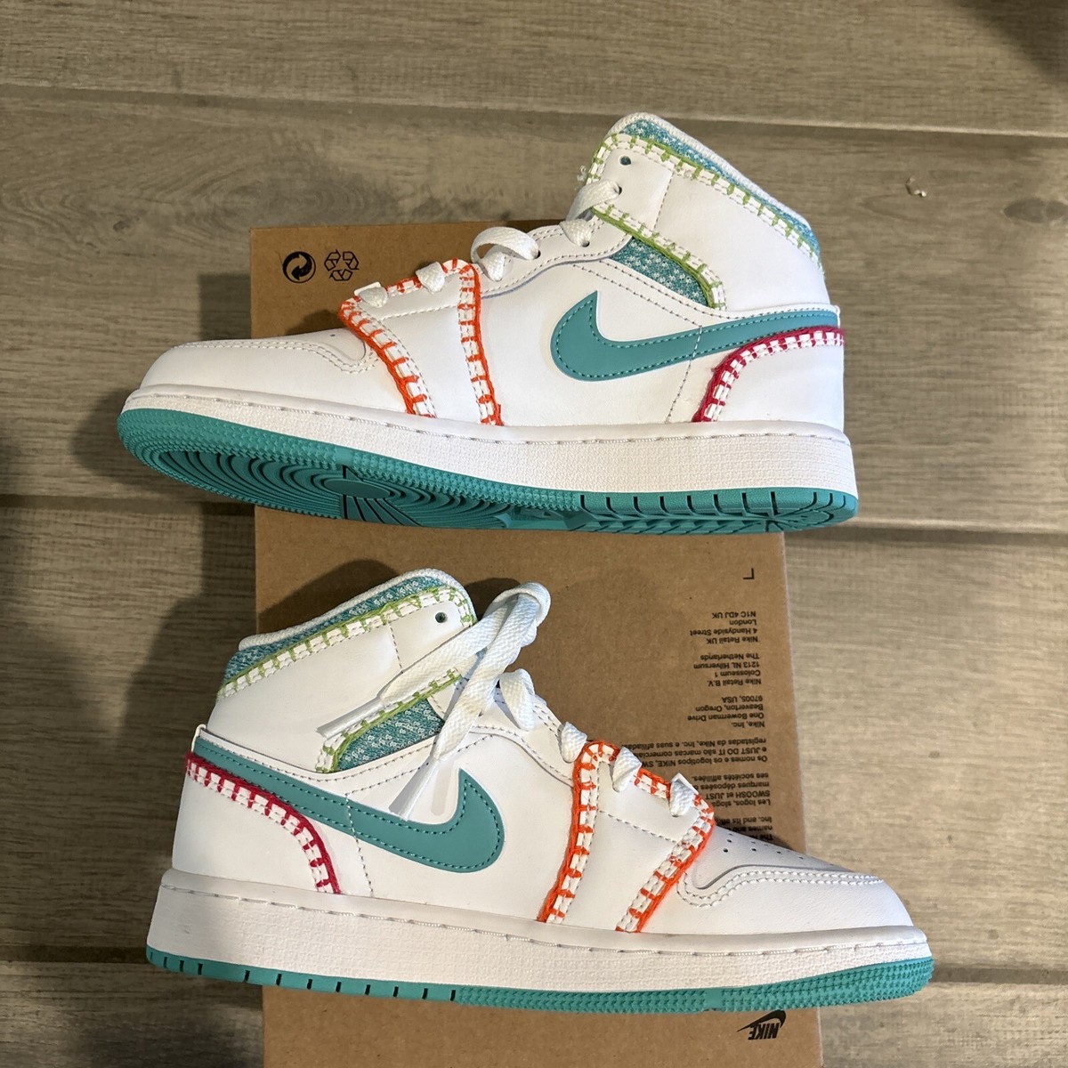 Nike Air Jordan 1 Mid SE GS White Teal Retro DM6218-100 Size