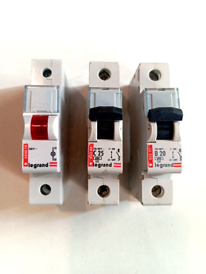 LOT OF 3 LEGRAND MCB CIRCUIT BREAKER C25-B20-LIGHT