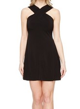 NWT MSRP $98 - MICHAEL KORS Halter Cross Neck Jersey A-Line Dress, Black, Size 6