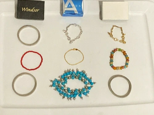 Vintage 1980's Avon Fashion Jewelry 9 pc Bracelet Lot - Tennis, Beaded