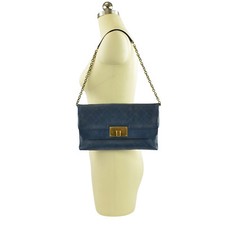 NEW Marc Jacobs Jean Leather Quilted Flap Clutch Atlantic With Antique Gold