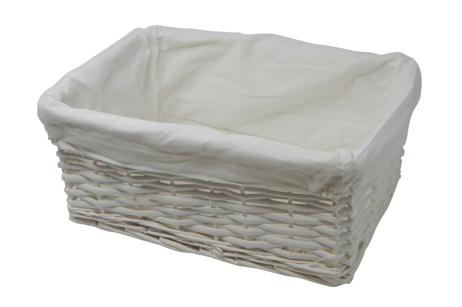 Medio de almacenamiento cesta Cesto Mimbre Blanco con Forro de tela blanca