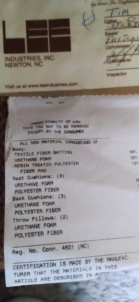 Lee Industries sofa Excellent condition, with wheels, to pick up on site - Image 3 of 3