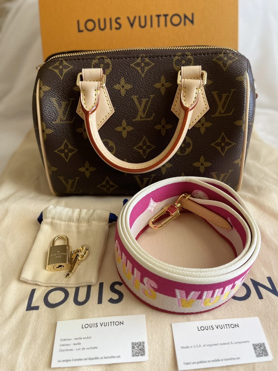 New LOUIS VUITTON Fuchsia Monogram Speedy Bandoulière 20 M45948 with Receipt