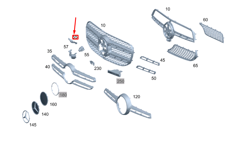 MERCEDES-BENZ GLE W167 Frontkamerahalterung A1678883100