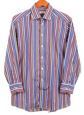 Eton Contemporary Fit Multicolor Striped 100 Cotton Button Down Dress Shirt 16