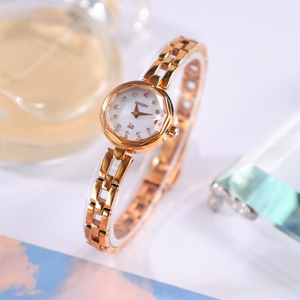 ORIENT Full Gold Steel Strap Women's Solar Watch Used 60% New