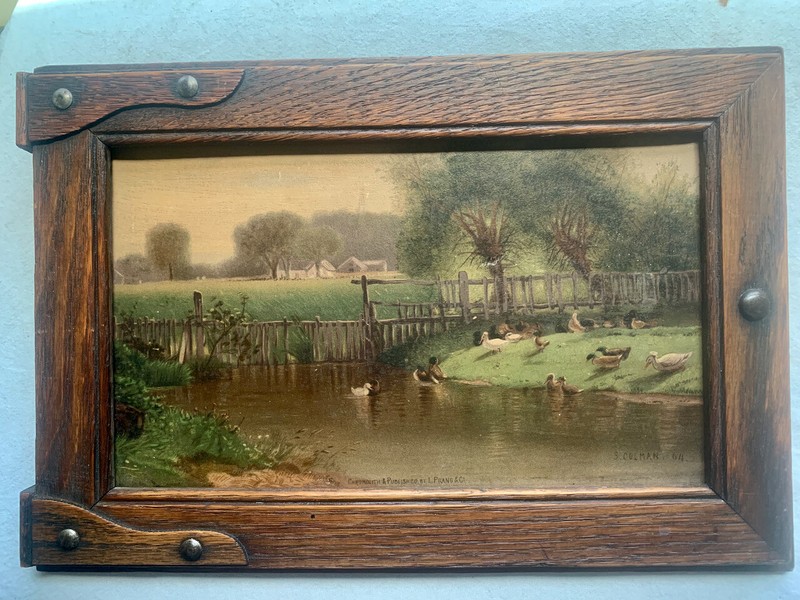 Louis Prang 1870's Chromo-lithograph in gorgeous Oak frame, Bethel Maine