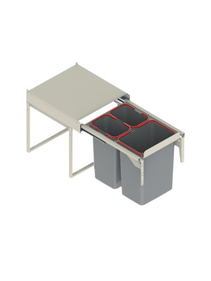 RECYCELKORB AUSZIEHBAR KÜCHENABFALLBEHÄLTER 450 MM - 40 LTR (JC606M-3) WEICH SCHLIESSEN 
