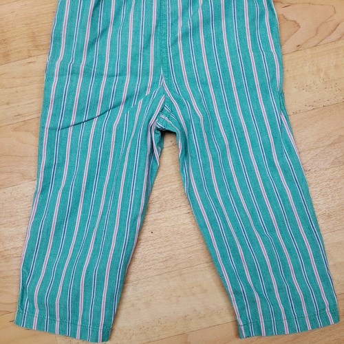 Vtg IZOD Lacoste Overalls Girls 2T Pink Green Striped Pants Preppy 100% Cotton - Picture 8 of 10