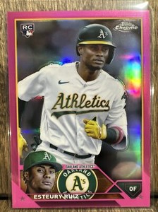 2023 Topps Chrome Baseball Esteury Ruiz RC Pink Refractor #99 Rookie Athletics