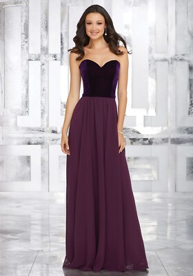 Mori Lee Bridesmaid Dress Stretch-Velvet Chiffon Dress With Sweetheart-neckline | eBay Mori Lee Bridesmaid Dress Stretch-Velvet Chiffon Dress With Sweetheart-neckline | eBay
