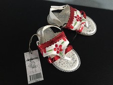 BNWT Little Girls Sz 5 Cute Red  White Sparkle Rivers Doghouse Strappy Sandals
