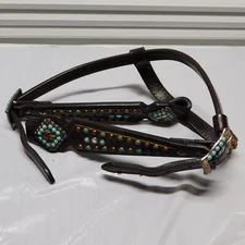 TURQUOISE STUDDED AND BROWBAND HEADSTALL