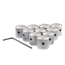 10Pcs Metal Knob Volume Tone Control Knobs Screw Type for Electric Guitar Silver