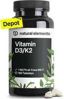 Vitamin D3 + K2 Depot 180 Tabletten Premium-QualitäT Hochdosiert Ohne ZusäTze