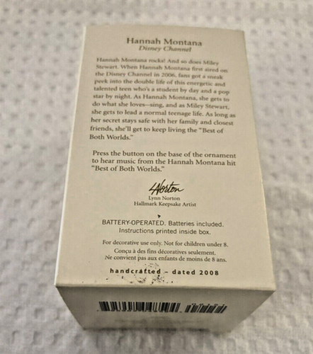 NEW 2008 Hallmark Keepsake Hannah Montana Disney Channel Musical Ornament - Picture 7 of 7