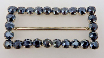 Neugablonz: Große Gürtelschnalle Stil um 1925 Saphir Swarovski Elements (36402)