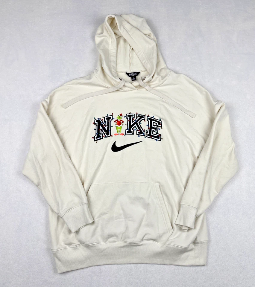 Sudadera con capucha Nike Buffalo David Bitton Grinch auténtica para hombre marfil grande suave elástica Foto 2 de 4