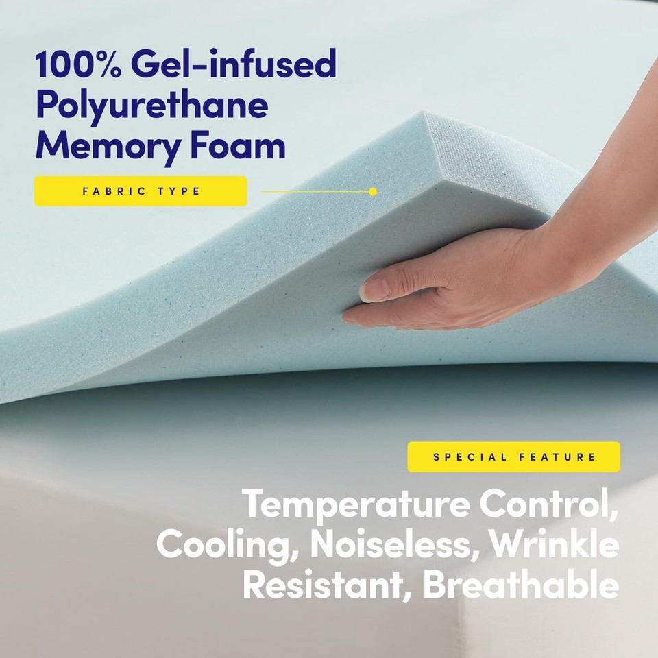 Twin Mattress Topper 2 Inch Infused Memory Foam Cooling Pad CertiPUR US