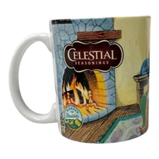 Celestial Seasonings Tea 2018 Coffee Mug Teacup Boulder Colorado Bear Fireplace