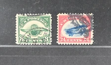 USA Scott # C3 C4 F-VF Used 8c 24c Air Mail US Stamps Cat $50
