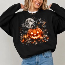 Vintage Halloween Pumpkin Haunted Sweatshirt Spooky Fall Autumn