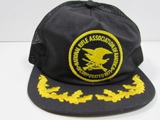 Vintage National Rifle Association NRA Mesh Hat Cap Snapback Black Trucker H5