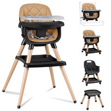 Baby High Chair, 8 in 1 Convertible Wooden High Chair for Babies and Toddlers...