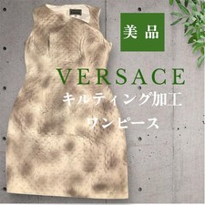 VERSACE Quilted Beige Gradient Dress, Size 40, Women's, From Japan, y9131