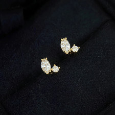 S925 Sterling Silver 18K Gold Plated Zircon Minimalist Mini Stud Earrings Women