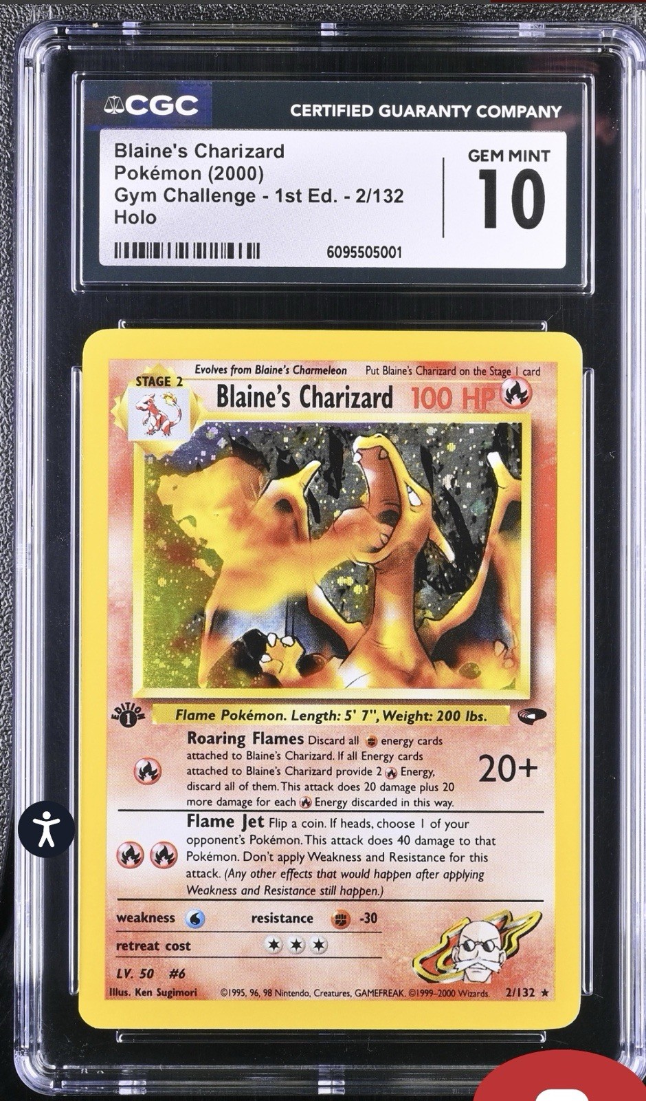 2000 Pokémon Blaine's Charizard #2 1st Edition Gym Challenge CGC 10 GEM MINT PSA