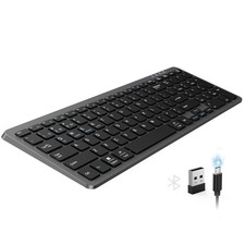Rechargeable Bluetooth Slim Wireless Keyboards - USB BT Compact Keyboard with...
