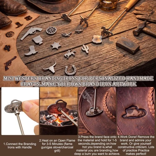 Shimeyao 18pcs Mini Western Branding Irons with Changeable Handle | Branding image 4