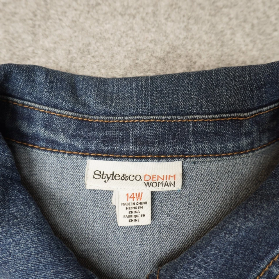Chaqueta vaquera Style&Co para mujer 14W azul algodón Foto 3 de 4