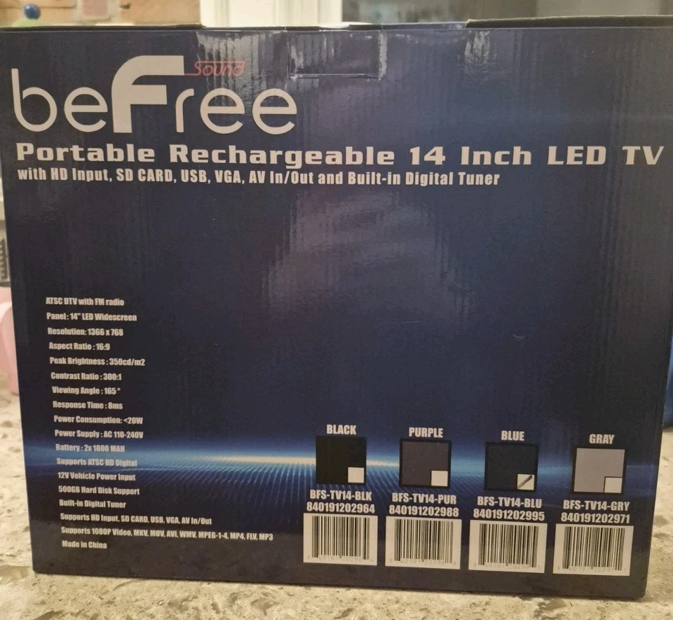 NEW! beFree Sound Portable Rechargeable 14 Inch LED TV - Image 2 of 4