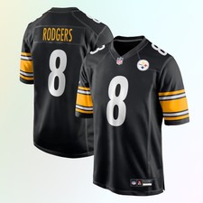 Men's Steelers #8 Aaron Rodgers 2025 Black Jersey All - Stitched