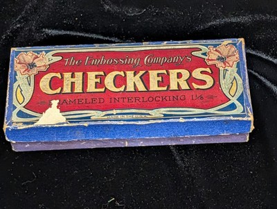 Vintage The Embossing Company Enameled Interlocking Checkers Very Good Condition
