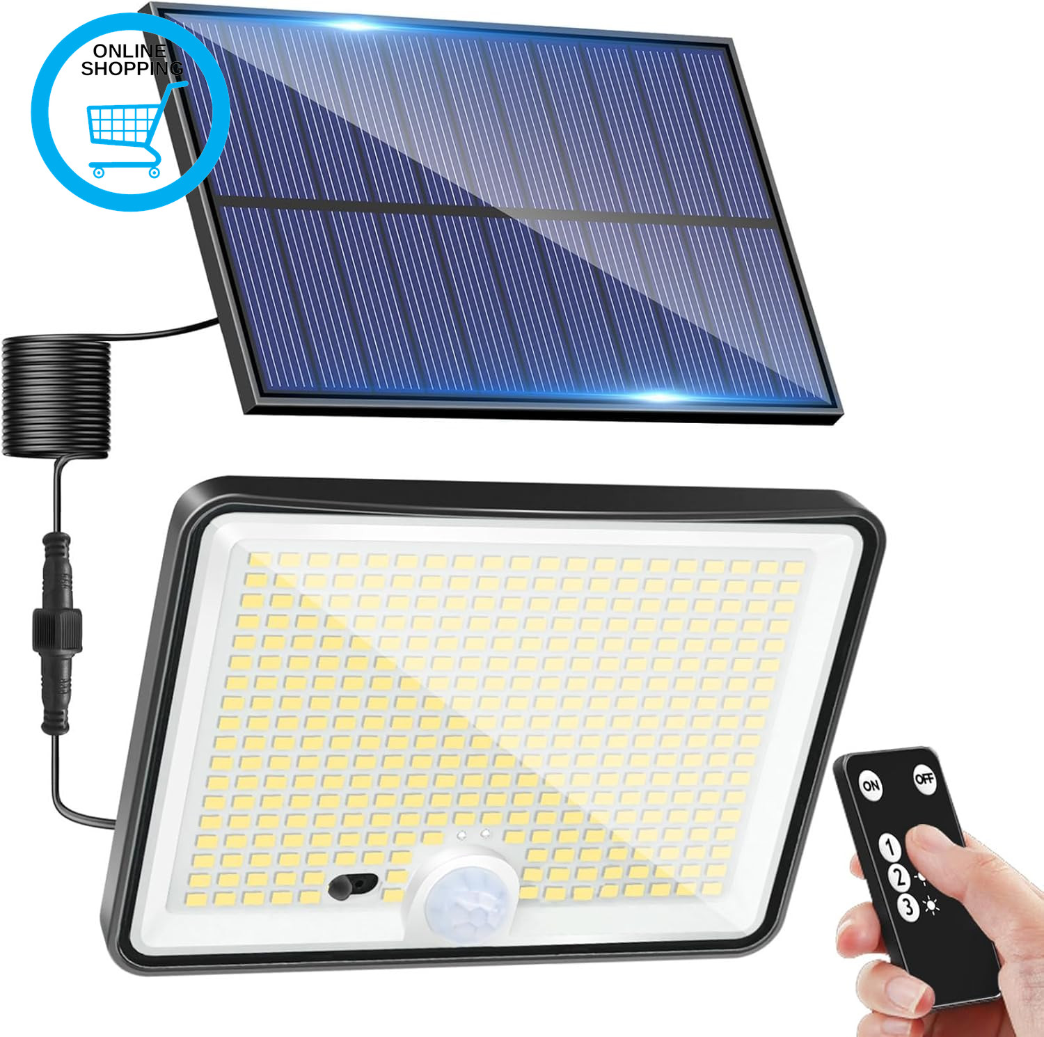 Solar Lights Outdoor, 342LED Remote Solar Security Lights Outdoor Motion Sensor,