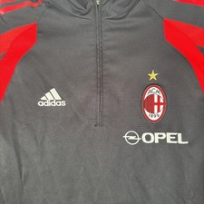Camiseta de entrenamiento AC Milan 2004/2005 Adidas manga larga 1/4 cremallera mediana - genuina
