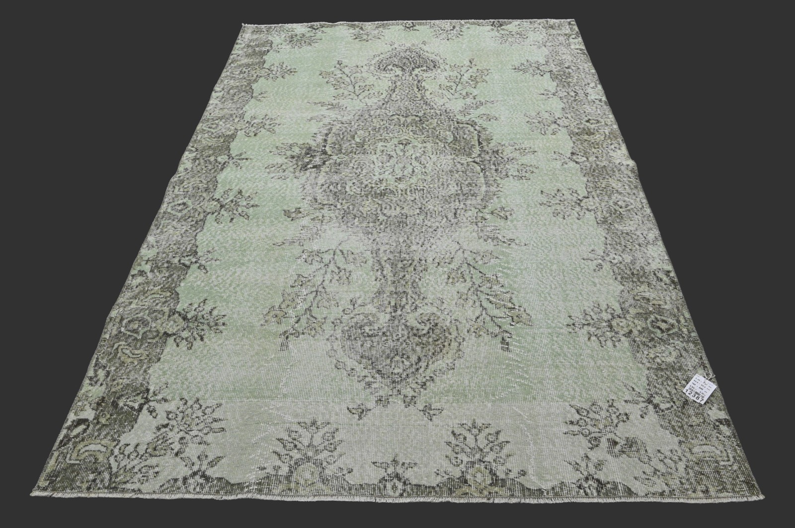 Vintage Turkish Oushak Rug, Green 5x8 ft, Handmade Wool, Bohemian Anatolian