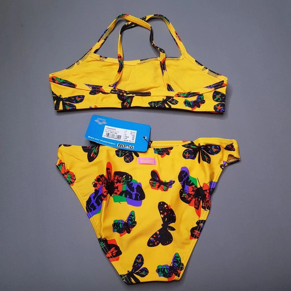 ARENA  Butterflies JR Mädchen Zweiteiliger Badeanzug Gelb Bikini Set Gr. 140 Neu - Bild 2 von 3
