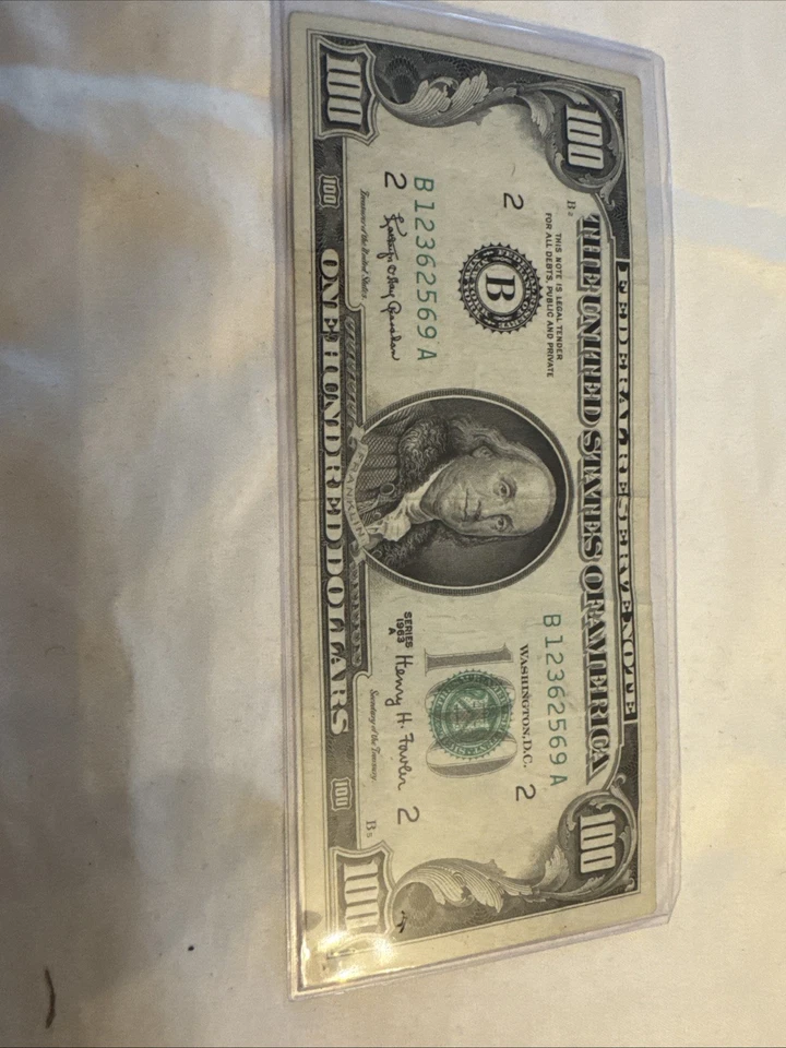 1963 a 100 dollar bill S # B 12362569 A - Image 2 of 4