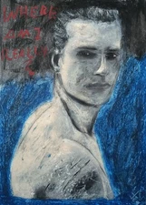 Portrait Man - A4 Paper - Oil Chalk - Painting Print Fusion - Contemporary Art