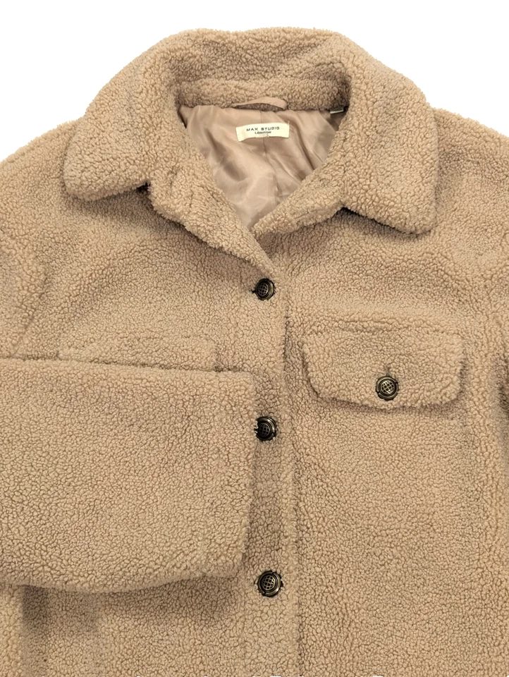 Chaqueta de peluche Max Studio para mujer talla grande beige Foto 2 de 4