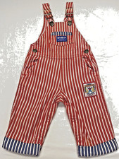 Vtg Baby Overalls Vestbak OshKosh Red Railroad Stripe Sz 12mo