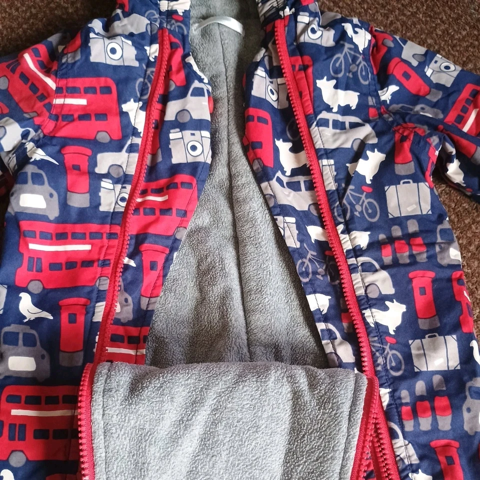 Mini Boden Boys Fleece Lined Snow / Pram Suit 9-12 months - bus / car - winter  - Image 3 of 4